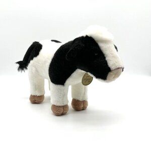 Aurora Miyoni Tots Holstein Milk Cow Plush Black White Realistic Farm Animal 10"